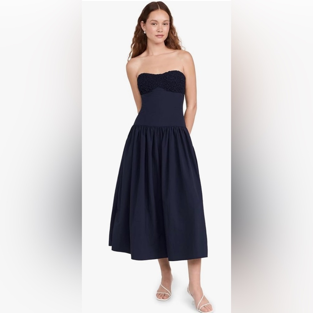 Moon River Blue Pleated Sundress Sweetheart Neckline